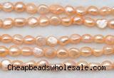 FWP497 14 inches 8mm - 9mm baroque pink freshwater pearl strands