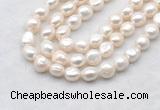 FWP500 14 inches 10mm - 11mm baroque white freshwater pearl strands