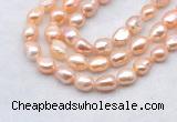 FWP501 14 inches 10mm - 11mm baroque pink freshwater pearl strands