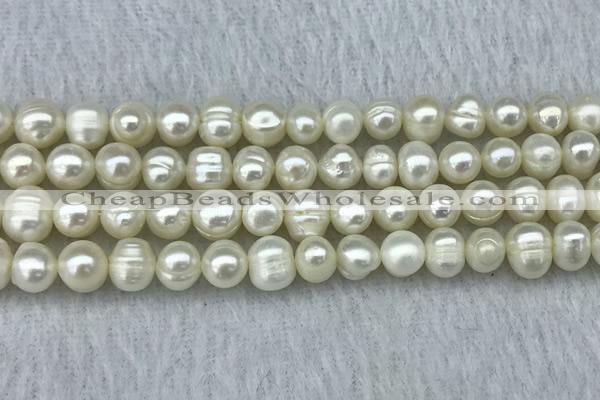 FWP56 15 inches 6mm - 7mm potato white freshwater pearl strands