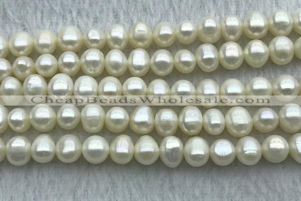 FWP59 15 inches 6mm - 7mm potato white freshwater pearl strands