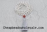 GMN1000 Hand-knotted 8mm, 10mm matte tibetan agate 108 beads mala necklaces with tassel