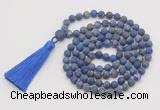 GMN1026 Hand-knotted 8mm, 10mm matte lapis lazuli 108 beads mala necklaces with tassel