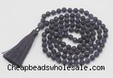 GMN1028 Hand-knotted 8mm, 10mm matte amethyst 108 beads mala necklaces with tassel