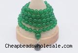 GMN1113 Hand-knotted 8mm candy jade 108 beads mala necklace with charm