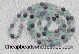 GMN1120 Hand-knotted 8mm, 10mm fluorite 108 beads mala necklaces with charm