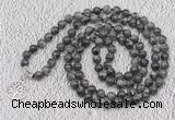 GMN1130 Hand-knotted 8mm, 10mm black labradorite 108 beads mala necklaces with charm