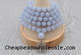 GMN1214 Hand-knotted 8mm, 10mm blue lace agate 108 beads mala necklaces with charm