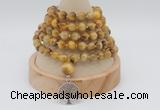 GMN1220 Hand-knotted 8mm, 10mm golden tiger eye 108 beads mala necklaces with charm