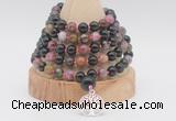 GMN1258 Hand-knotted 8mm, 10mm tourmaline 108 beads mala necklaces with charm