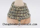 GMN1269 Hand-knotted 8mm, 10mm rhyolite 108 beads mala necklaces with charm