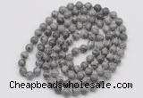 GMN128 Hand-knotted 6mm grey picture jasper 108 beads mala necklaces