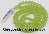 GMN1408 Hand-knotted 8mm candy jade 108 beads mala necklace with pendant