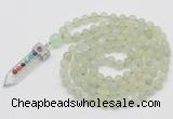 GMN1433 Hand-knotted 8mm, 10mm New jade 108 beads mala necklace with pendant