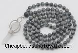 GMN1476 Hand-knotted 8mm, 10mm eagle eye jasper 108 beads mala necklace with pendant