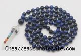 GMN1495 Hand-knotted 8mm, 10mm blue tiger eye 108 beads mala necklace with pendant