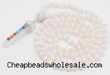 GMN1509 Hand-knotted 8mm, 10mm Tibetan agate 108 beads mala necklace with pendant