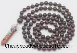 GMN1533 Hand-knotted 8mm, 10mm brecciated jasper 108 beads mala necklace with pendant