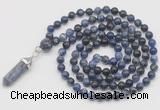 GMN1632 Hand-knotted 6mm sodalite 108 beads mala necklace with pendant