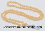 GMN1635 Hand-knotted 6mm honey jade 108 beads mala necklace with pendant