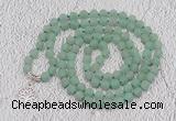 GMN2201 Hand-knotted 8mm, 10mm matte green aventurine 108 beads mala necklaces with charm