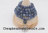 GMN2215 Hand-knotted 8mm, 10mm matte sodalite 108 beads mala necklace with charm