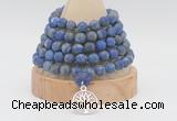 GMN2229 Hand-knotted 8mm, 10mm matte lapis lazuli 108 beads mala necklace with charm