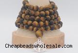 GMN2235 Hand-knotted 8mm, 10mm matte yellow tiger eye 108 beads mala necklaces with charm