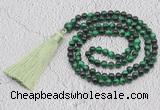 GMN224 Hand-knotted 6mm green tiger eye 108 beads mala necklaces with tassel