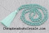 GMN233 Hand-knotted 6mm amazonite 108 beads mala necklaces with tassel