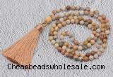 GMN236 Hand-knotted 6mm crazy lace agate 108 beads mala necklaces with tasse