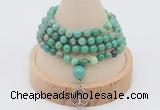 GMN2403 Hand-knotted 6mm grass agate 108 beads mala necklace with charm