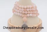 GMN2421 Hand-knotted 6mm pink aventurine 108 beads mala necklace with charm