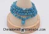 GMN2434 Hand-knotted 6mm apatite 108 beads mala necklace with charm