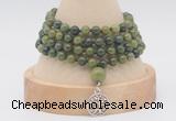 GMN2449 Hand-knotted 6mm Canadian jade 108 beads mala necklaces with charm