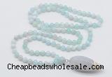 GMN4009 Hand-knotted 8mm, 10mm sea blue banded agate 108 beads mala necklace with pendant