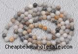 GMN402 Hand-knotted 8mm, 10mm bamboo leaf agate 108 beads mala necklaces