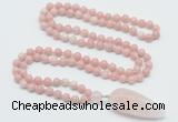 GMN4041 Hand-knotted 8mm, 10mm Chinese pink opal 108 beads mala necklace with pendant