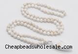 GMN4043 Hand-knotted 8mm, 10mm white howlite 108 beads mala necklace with pendant