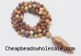 GMN4093 Hand-knotted 8mm, 10mm mookaite 108 beads mala necklace with pendant