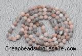 GMN451 Hand-knotted 8mm, 10mm pink zebra jasper 108 beads mala necklaces