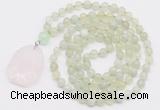 GMN4616 Hand-knotted 8mm, 10mm New jade 108 beads mala necklace with pendant