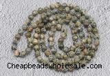 GMN468 Hand-knotted 8mm, 10mm rhyolite 108 beads mala necklaces