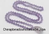 GMN4810 Hand-knotted 8mm, 10mm amethyst 108 beads mala necklace with pendant