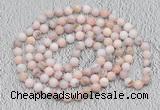 GMN510 Hand-knotted 8mm, 10mm natural pink opal 108 beads mala necklaces