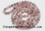 GMN521 Hand-knotted 8mm, 10mm purple strawberry quartz 108 beads mala necklaces