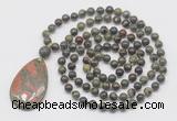 GMN5226 Hand-knotted 8mm, 10mm dragon blood jasper 108 beads mala necklace with pendant