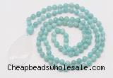 GMN5230 Hand-knotted 8mm, 10mm amazonite 108 beads mala necklace with pendant