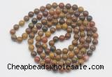 GMN524 Hand-knotted 8mm, 10mm red moss agate 108 beads mala necklaces