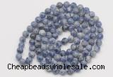 GMN525 Hand-knotted 8mm, 10mm blue spot stone 108 beads mala necklaces